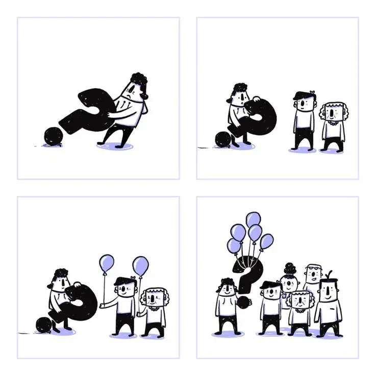 A cartoon of a group of people Description automatically generated